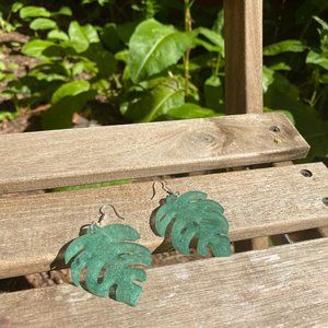 Light Green Leaf Earrings